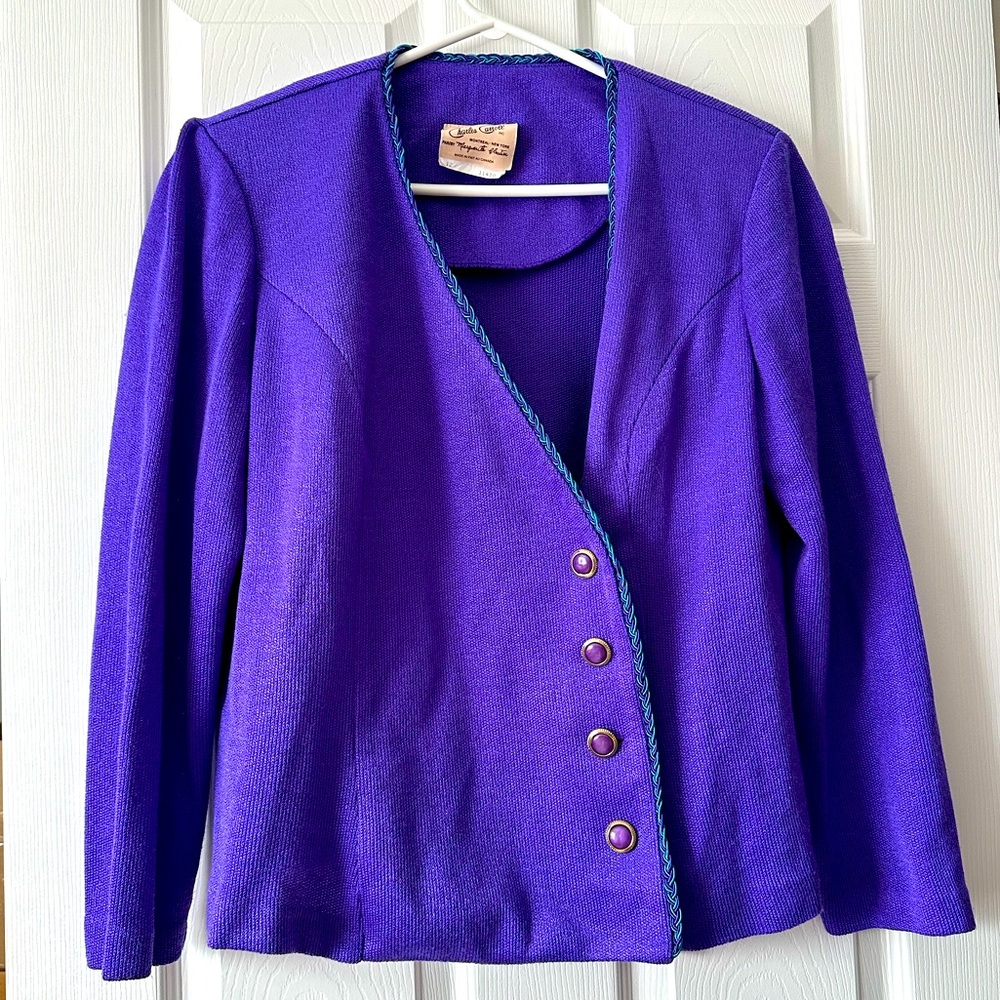 Vintage Vivid Purple Blazer Cardigan